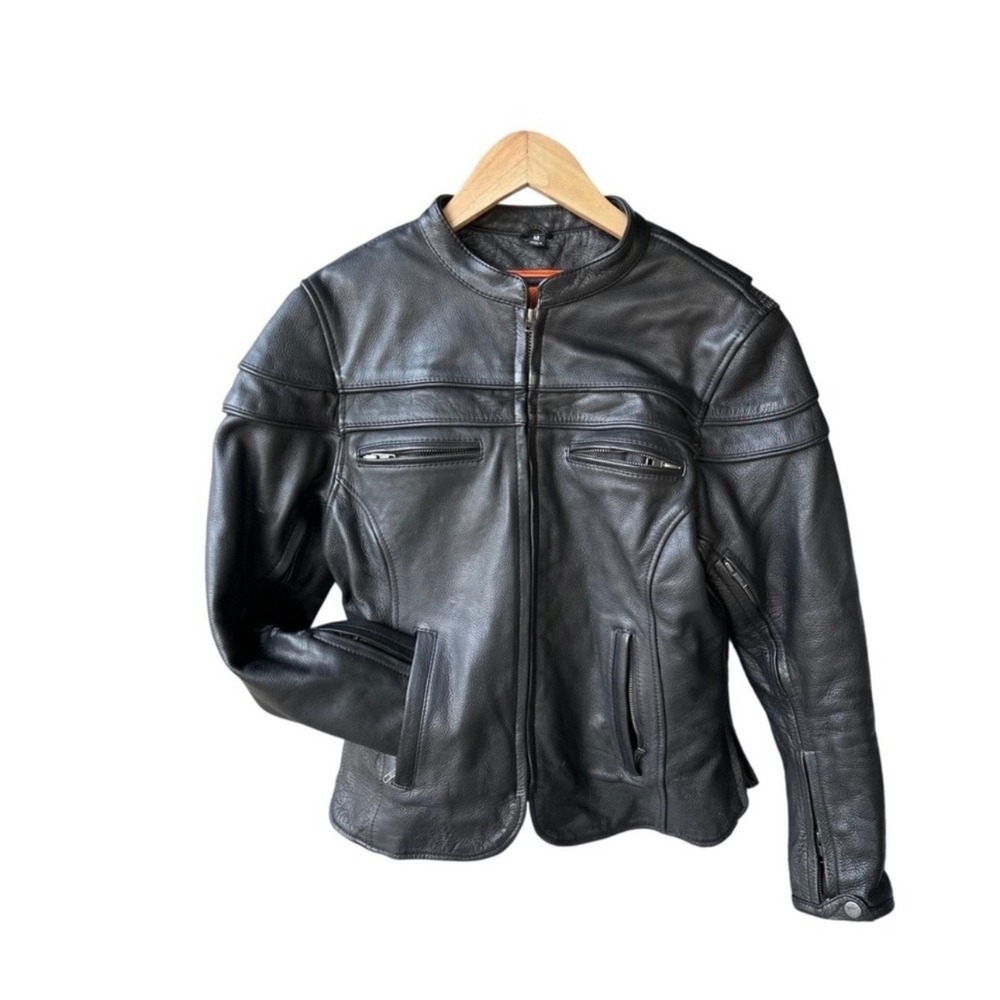 Eagle Leather Jacket Coat Outerwear Black Biker Motorcycle Removable Liner Med